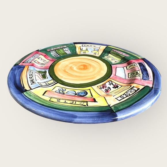 Colorful Decorative Ceramic Plate Hand Painted Wall Decor Artsy Kitchen Unique - Picture 9 of 12